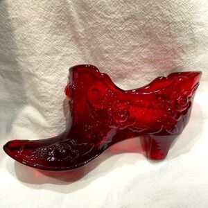 Elegant Fenton Red Glass Boot